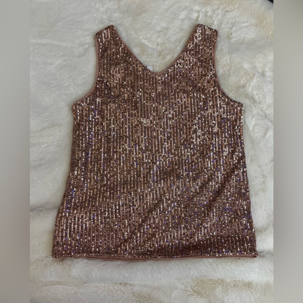 Rose gold Sequin Sleeveless Top